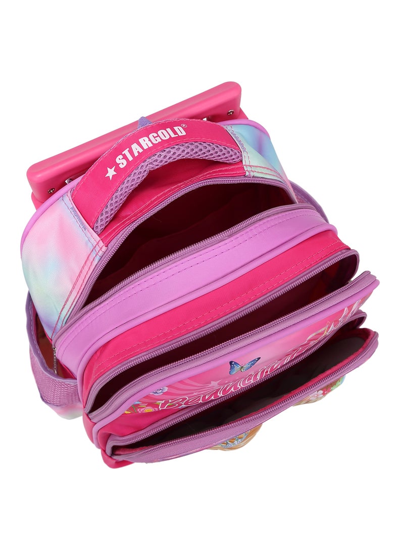 ستارجولد حقيبة ظهر للأطفال 3 قطع للفتيات الصغيرات، 1 غداء، 1 صندوق أقلام و 1 حقيبة مع حزام قابل للتعديل للمدرسة 2 عجلات 12 بوصة - Image 3