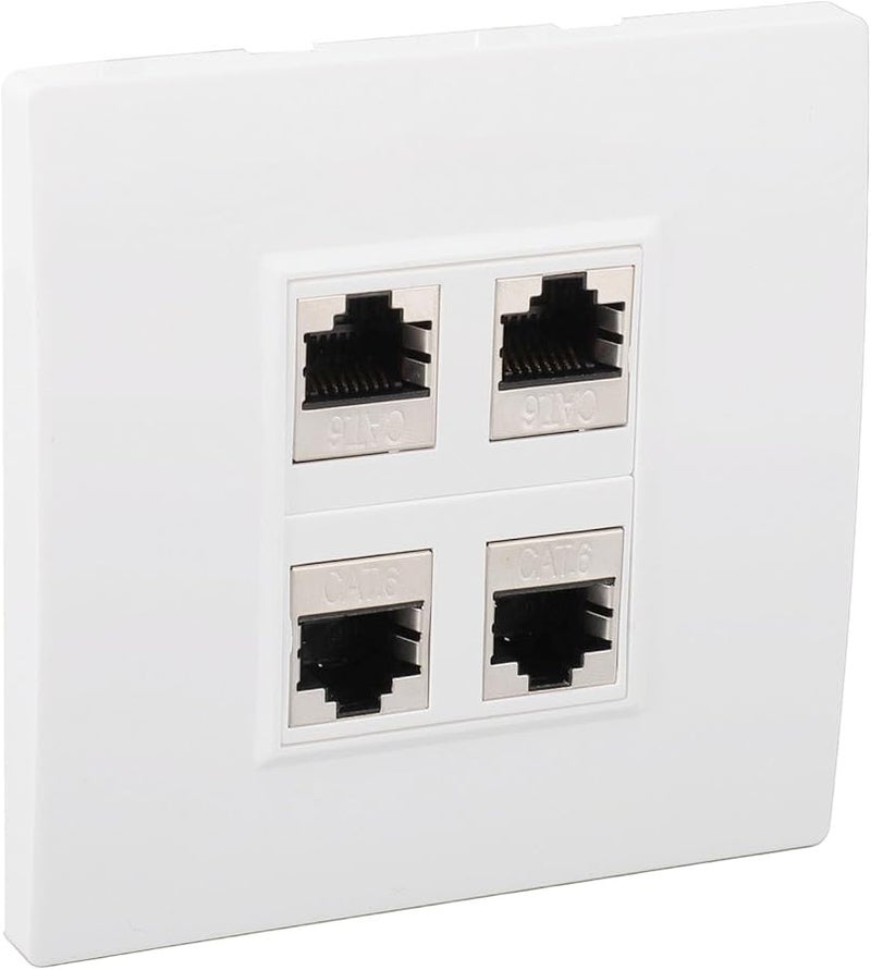 Cat6 Ethernet Wall Plate 4 Port ABS Female to Female Keystone Jack for Cat5 Cat6 - Image 1