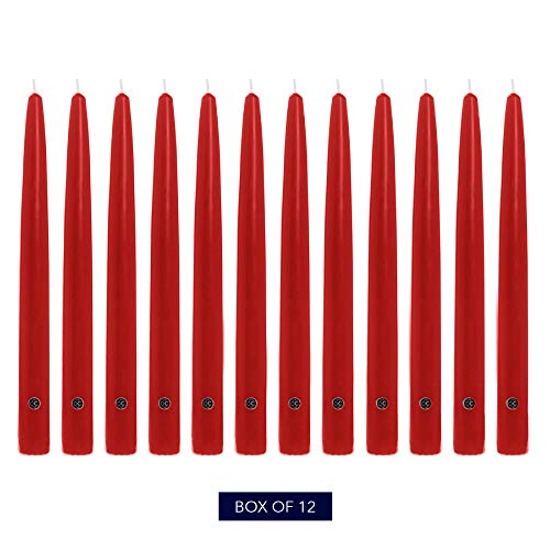 Colonial Candle Unscented Taper Candle, Handipt Collection, Red, 12 In, Pack of 12 - Up to 10 Hours Burn - Image 2