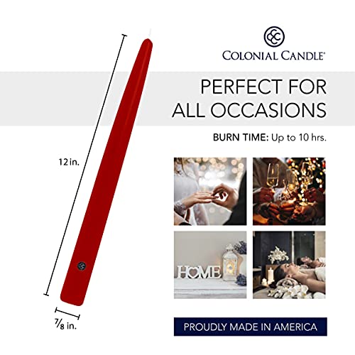 Colonial Candle Unscented Taper Candle, Handipt Collection, Red, 12 In, Pack of 12 - Up to 10 Hours Burn - Image 3