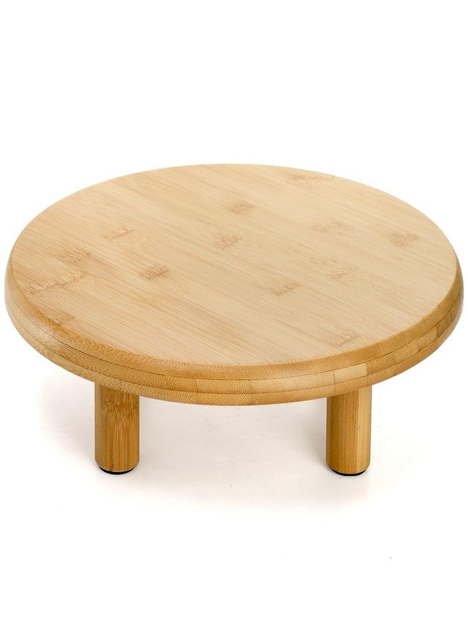 Cididu Bamboo Cake Stand, 12 Inch Natural Rustic Cake Pedestal Stand, Cake Display Risers with Legs, Farmhouse Round Cake Plate Holder Tray for Birthday Wedding Baby Shower Tea Party Table Display - Image 1