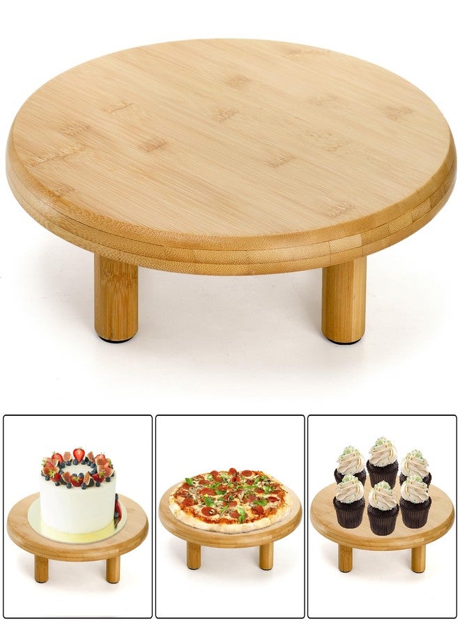 Cididu Bamboo Cake Stand, 12 Inch Natural Rustic Cake Pedestal Stand, Cake Display Risers with Legs, Farmhouse Round Cake Plate Holder Tray for Birthday Wedding Baby Shower Tea Party Table Display - Image 3