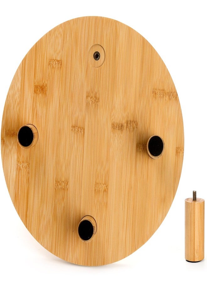 Cididu Bamboo Cake Stand, 12 Inch Natural Rustic Cake Pedestal Stand, Cake Display Risers with Legs, Farmhouse Round Cake Plate Holder Tray for Birthday Wedding Baby Shower Tea Party Table Display - Image 5
