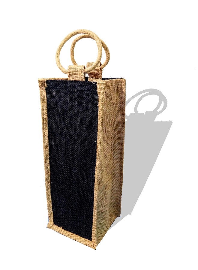 Handmakers Jute Wine Bottle Bags with Black Color Combo Set of 2 - Image 3