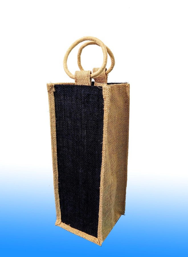 Handmakers Jute Wine Bottle Bags with Black Color Combo Set of 2 - Image 5