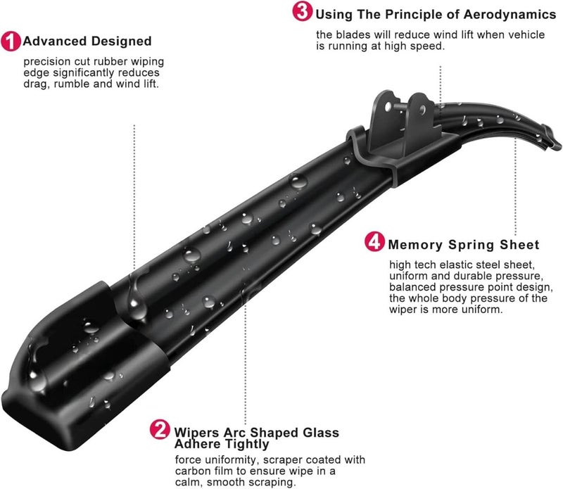 ROYALTECH Frameless Rubber Car Wiper Blades Set of 2 Compatible with (Maruti Alto 800 (2014-2019) (D-18,P-16)) - Image 2