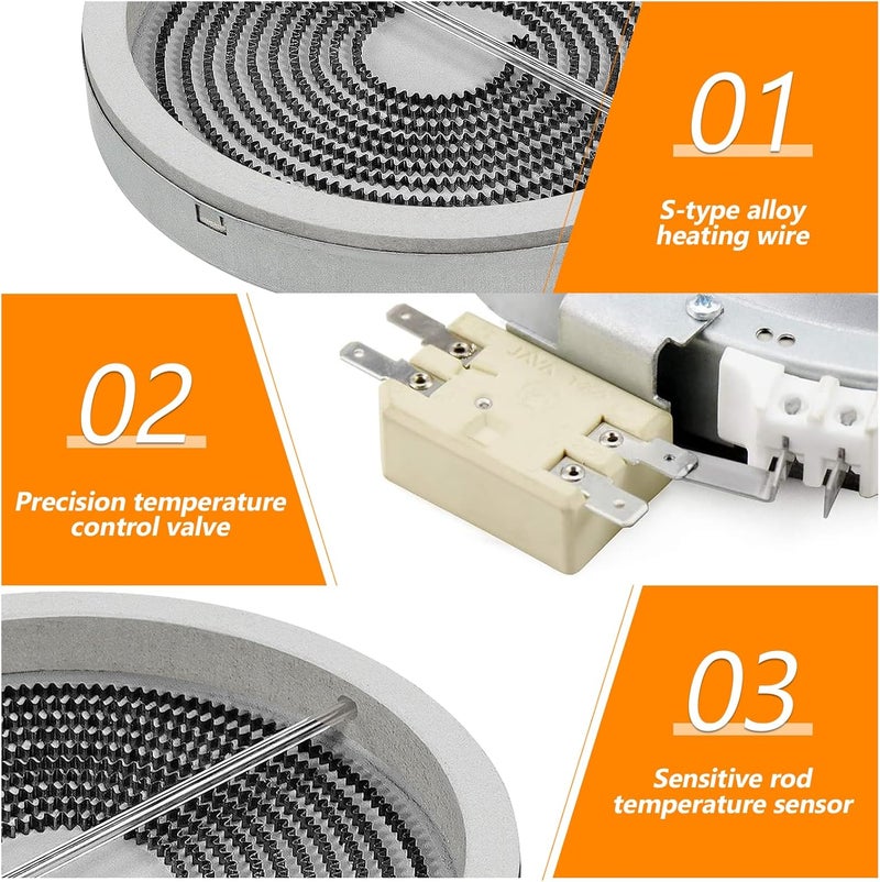 Funmit WB30T10132 WB30T10128 Element Radiant 8 in Replacement for GE Oven Range Stove Cooktop Replace 1536600 AP4416172 AH2321566 EA2321566 PS2321566 by (1 Pack) - Image 4