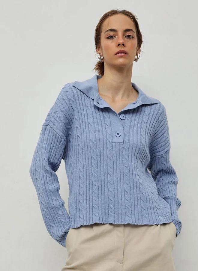 STREET 9 Cable Knit Pullover for Women in Blue