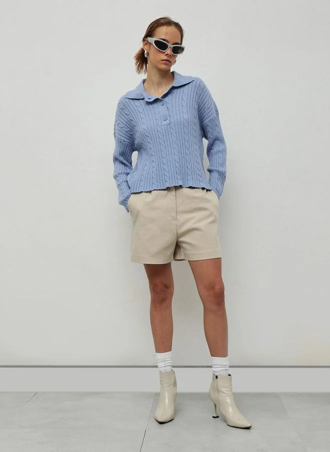 Cable Knit Pullover for Women in Blue
