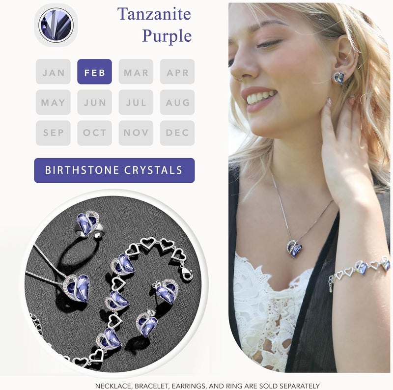 Leafael Infinity Love Heart Earrings for Women - Birthstone Crystal Stud Earrings with Healing Stones - Image 4