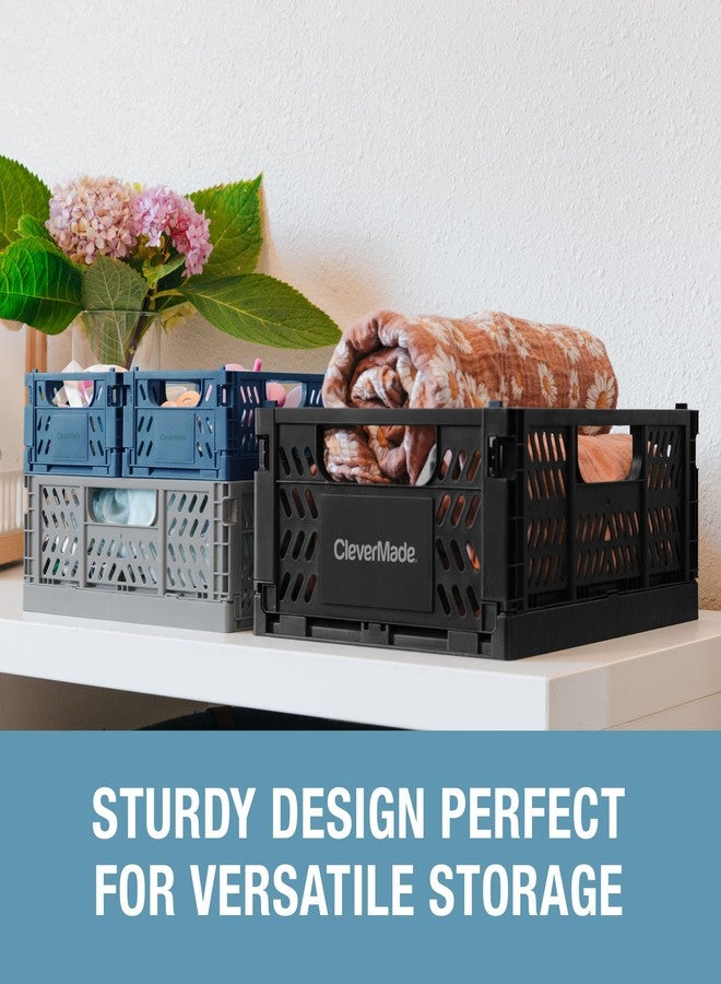 CleverMade Mini Collapsible Crates, 6-Pack Storage Bins, 3 Sizes, Blue/Gray/Black - Image 2