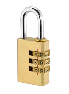 Generic Robust 20mm Brass Combination Padlock | 1000 Distinct Combinations | Premium Security Lock, Sturdy Brass Design with 3-Dial Keyless System, Weatherproof, Long-Lasting Lock for Luggage, Travel, Lockers, Storage Containers, Gym Bags  - Image 1