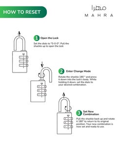 Generic Robust 20mm Brass Combination Padlock | 1000 Distinct Combinations | Premium Security Lock, Sturdy Brass Design with 3-Dial Keyless System, Weatherproof, Long-Lasting Lock for Luggage, Travel, Lockers, Storage Containers, Gym Bags  - Image 3