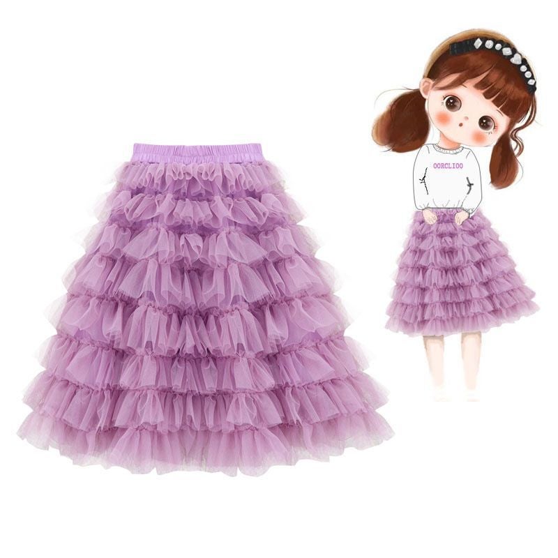 Girls Skirt Kidsren'S Purple Gauze Skirt Baby Girl Black Mesh Princess Skirt Mid-Length - Image 4