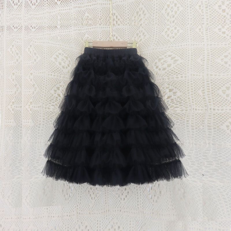 Girls Skirt Kidsren'S Purple Gauze Skirt Baby Girl Black Mesh Princess Skirt Mid-Length - Image 5