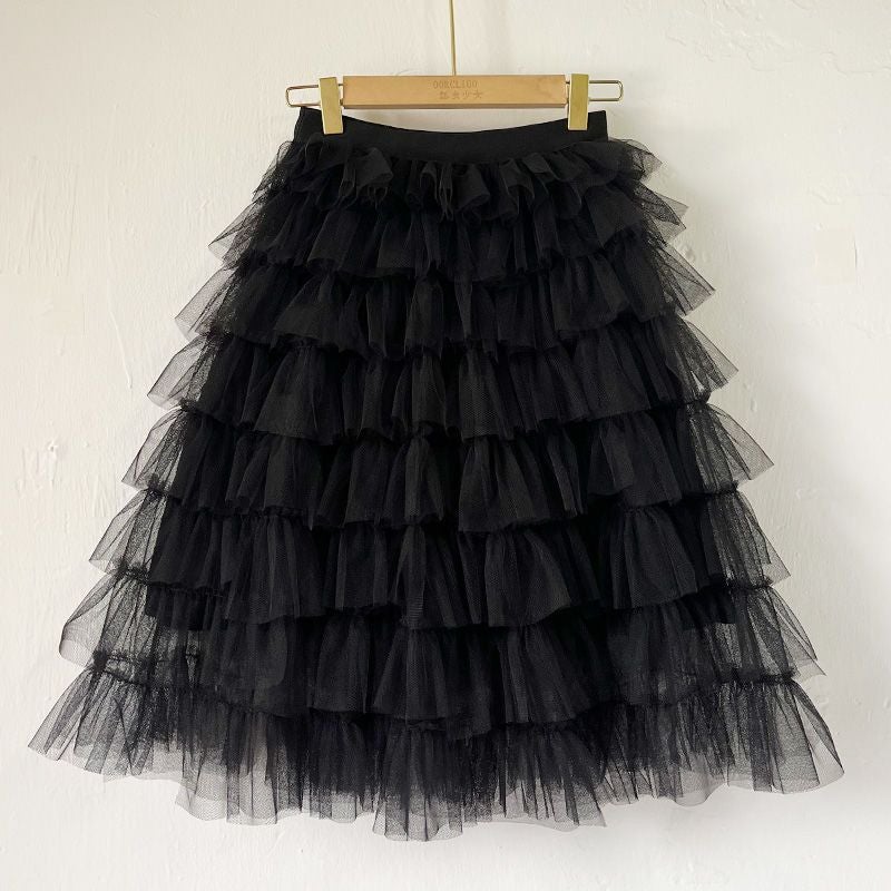 Girls Skirt Kidsren'S Purple Gauze Skirt Baby Girl Black Mesh Princess Skirt Mid-Length - Image 1