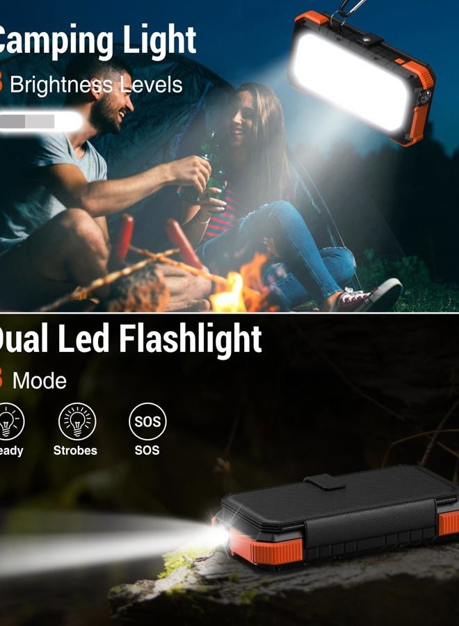 BLAVOR Solar Charger Power Bank, PD 18W Fast Charging 20000mAh Battery Pack with 4 Foldable Panels, Portable Solar Powered USB C Charger with Camping Flashlight Compass Carabiner for Cell Phone - Image 5