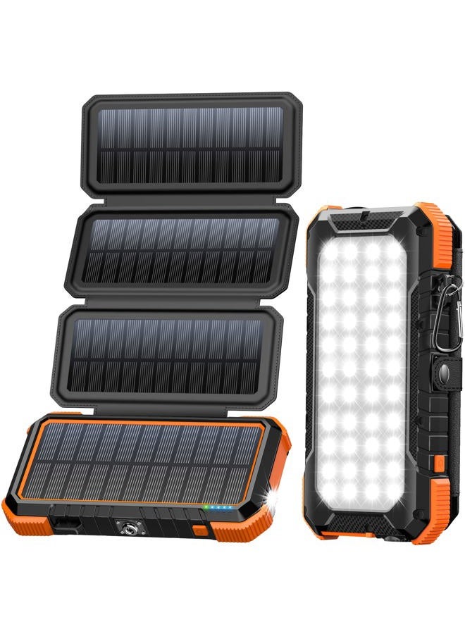 BLAVOR Solar Charger Power Bank, PD 18W Fast Charging 20000mAh Battery Pack with 4 Foldable Panels, Portable Solar Powered USB C Charger with Camping Flashlight Compass Carabiner for Cell Phone - Image 1