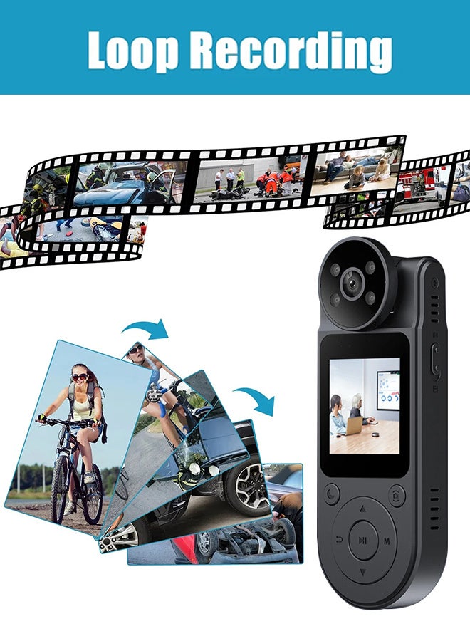 Generic 4K HD WiFi Mini Camera, 180° Rotating Camera, Free 128GB Card, 1.5-Inch Display, Portable Handheld Back Clip Law Enforcement Infrared Night Vision Camera, Sports DV Body Camera Recorder  - Image 2