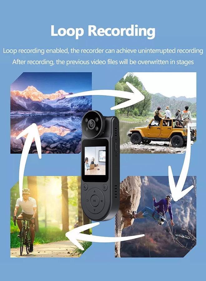 Generic 4K HD WiFi Mini Camera, 180° Rotating Camera, Free 128GB Card, 1.5-Inch Display, Portable Handheld Back Clip Law Enforcement Infrared Night Vision Camera, Sports DV Body Camera Recorder  - Image 3