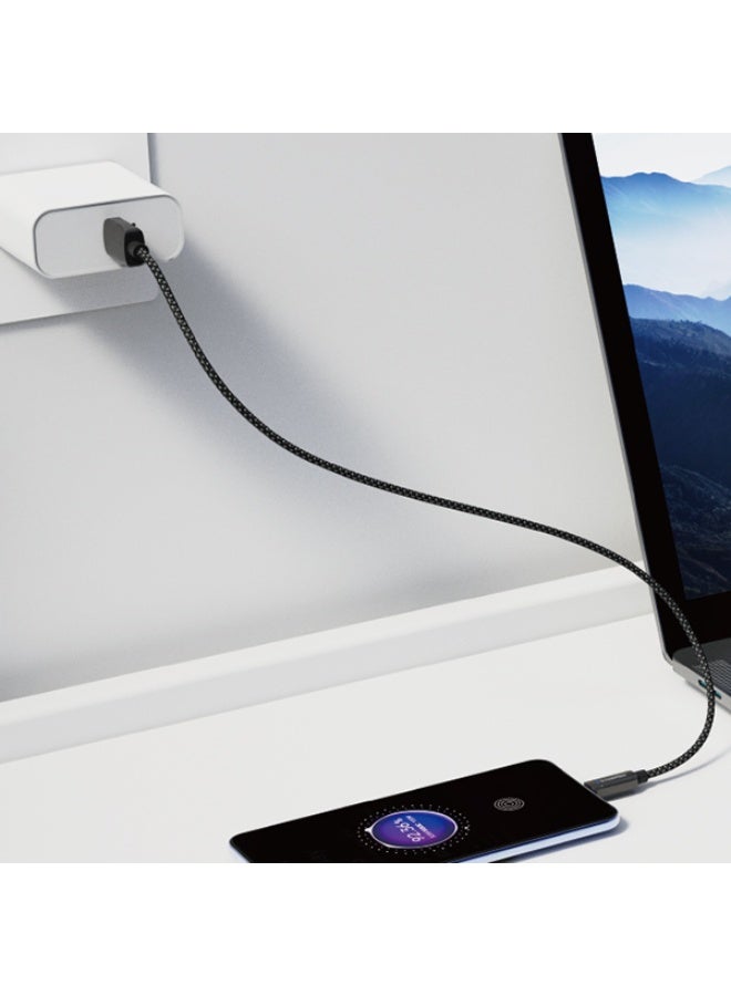 Starfire PD 27W USB-C to Lightning Cable, 5A High-Current Fast Charger, Zinc Alloy Luxury Braid, 48-Count Tangle-Free, 1000mm (Black-Gray) - Image 3