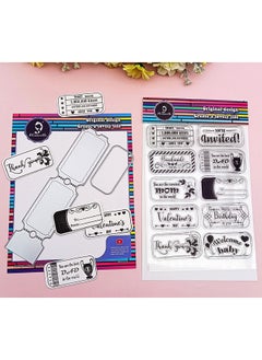 Stripe Lottery Ticket Stamps With Metal Dies Sentiments Stamps Tag Paper Craft Metal Die Cuts Scrapbooking Cutting 1Pc Stamps + 2Pc Die Cuts