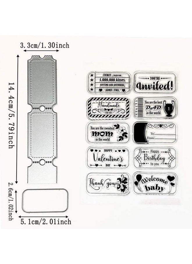 Generic - Stripe Lottery Ticket Stamps With Metal Dies Sentiments Stamps Tag Paper Craft Metal Die Cuts Scrapbooking Cutting 1Pc Stamps + 2Pc Die Cuts - Image 1
