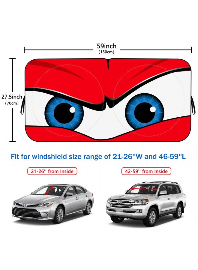 eygeufg Car Windshield Sun Shade,Car Sun Shade Funny Car Eyes Sun Visor for Car Windshield, Wear-Resistant Black Tape, Foldable 59x27.5/63''x31.5'' - Image 1