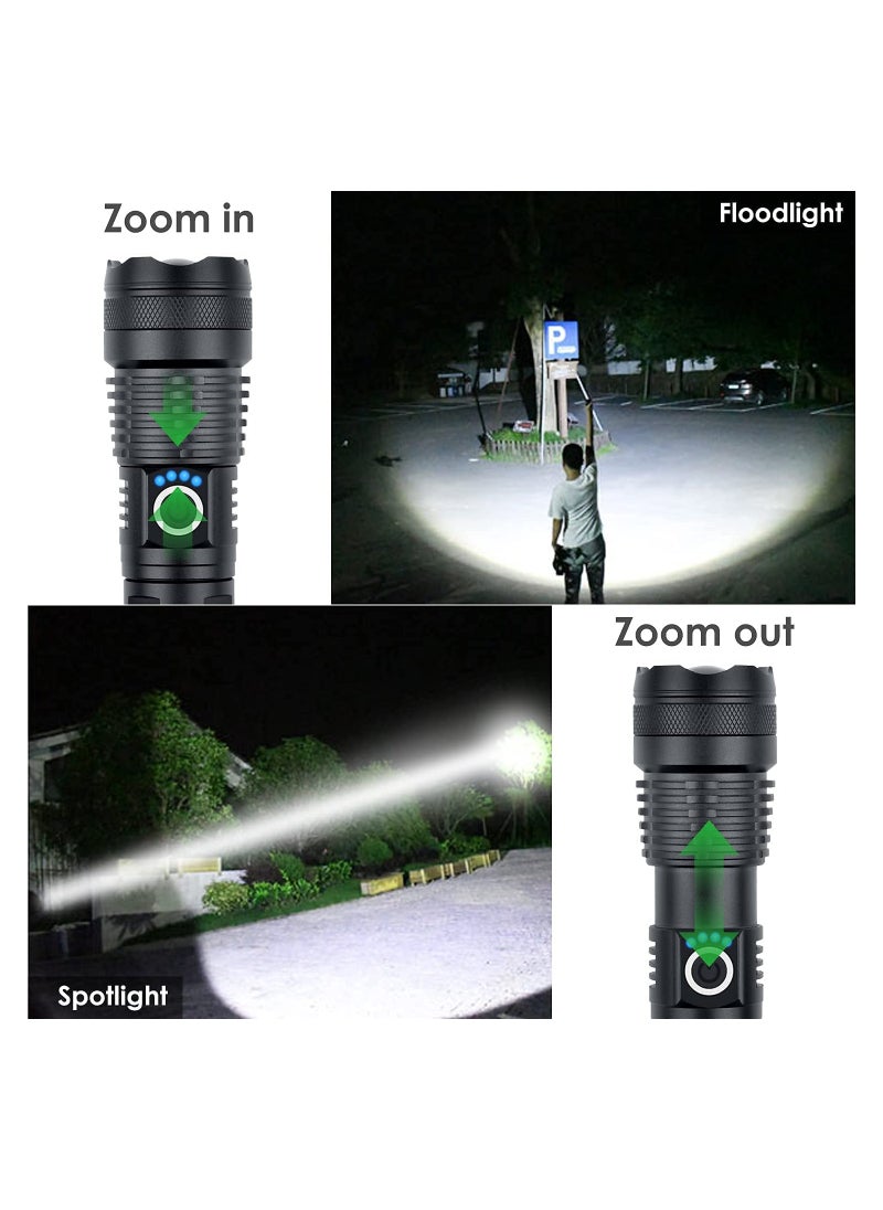 Generic - Rechargeable Flashlight 10000 Lumens Brightest Powerful Led Flashlight, Super Bright Waterproof Flashlight with 26650 Battery, Zoomable, 5 Light Modes, for Emergencies - Image 1