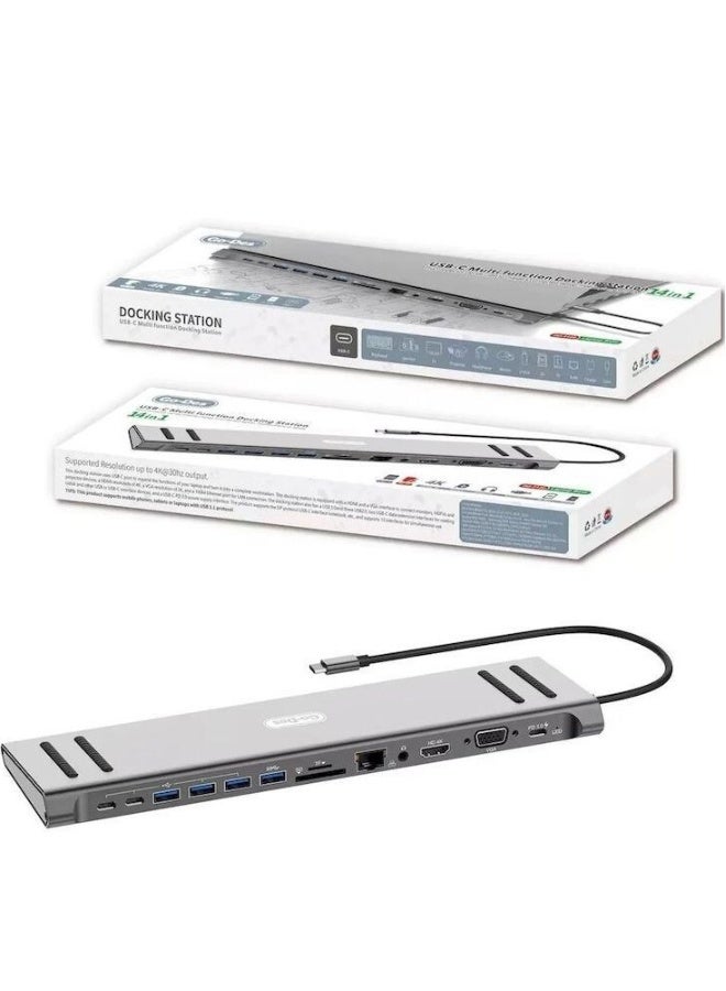 جو-ديز محطة توصيل هاب USB C Type-C Go-des 14 في 1 باللون الفضي - Image 3