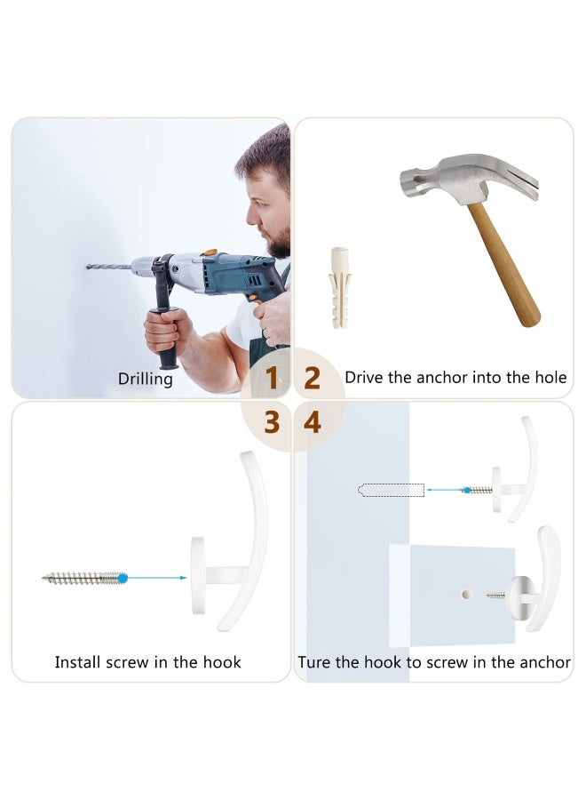 Furge خطافات ستارة فوريج 4 قطع مثبتة على الحائط مع براغي معدنية لتثبيت الستائر - Image 4