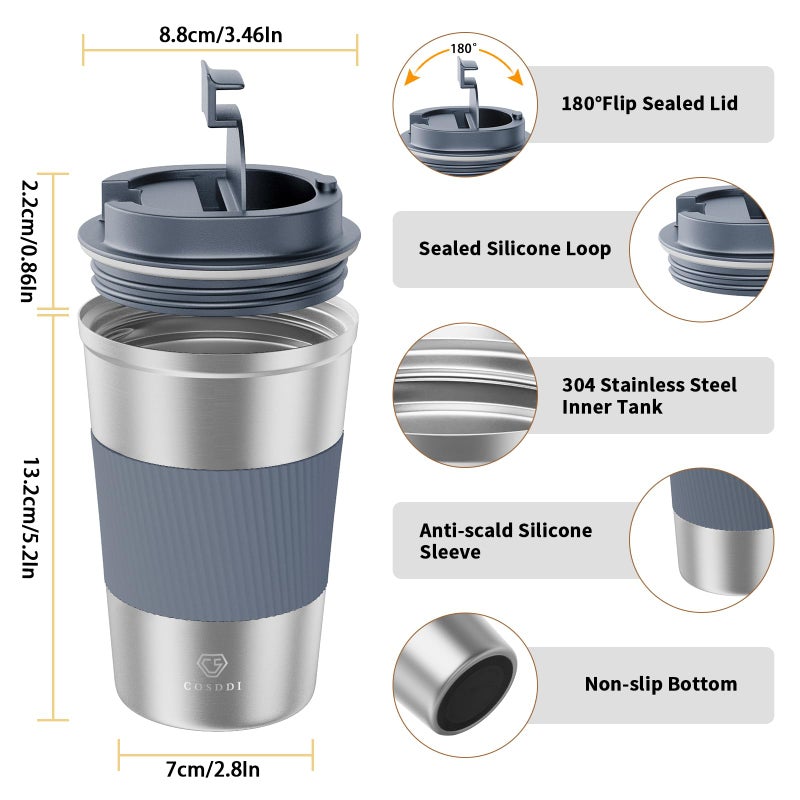 CS COSDDI 12 oz Stainless Steel Vacuum Insulated Tumbler - Coffee Travel Mug Spill Proof with Lid - Coffee Cups for Keep Hot/Ice Coffee Tea and Beer - Image 2