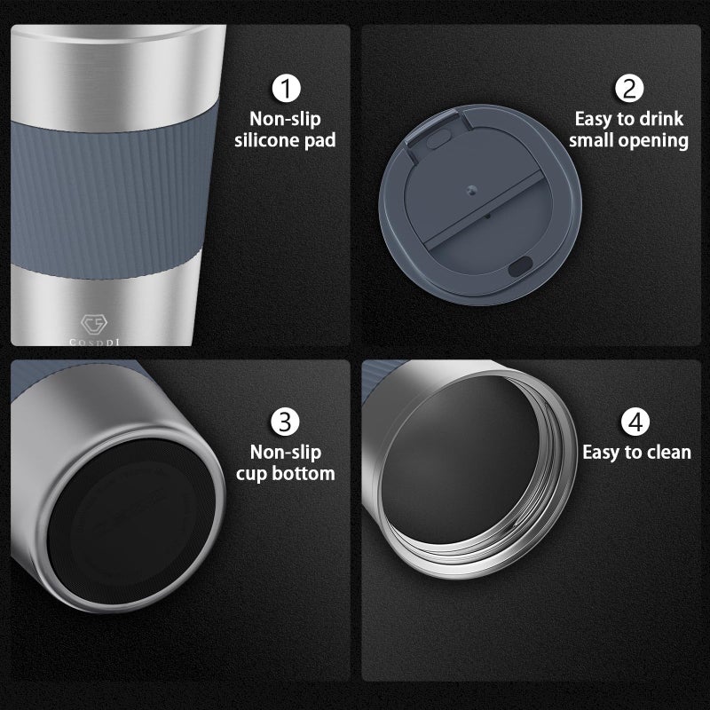 CS COSDDI 12 oz Stainless Steel Vacuum Insulated Tumbler - Coffee Travel Mug Spill Proof with Lid - Coffee Cups for Keep Hot/Ice Coffee Tea and Beer - Image 1