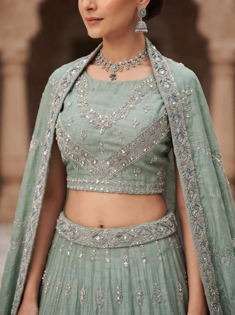 Viny VINY Sage 3-Piece Embellished Lehenga Choli Set – Women's Indian Ethnic Wear