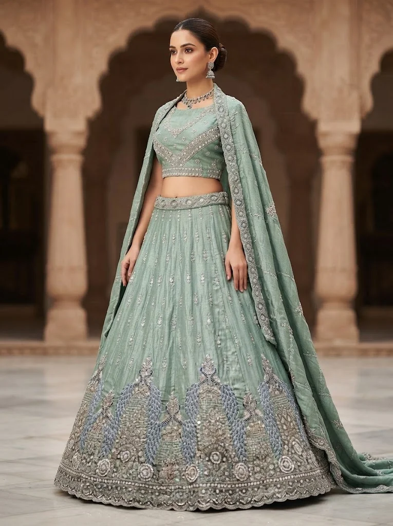 Viny VINY Sage 3-Piece Embellished Lehenga Choli Set – Women's Indian Ethnic Wear