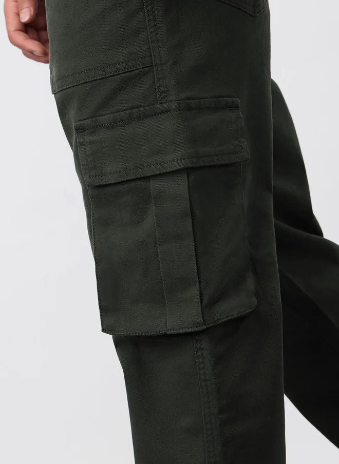 The Souled Store  The Souled Store Dark Moss Men Solid Straight Fit Cargo Jeans  | Best Price UAE