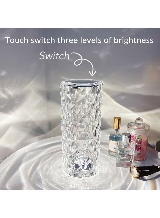 Arabest مصباح طاولة بتصميم وردة ماسية LED مع مفتاح لمسة شفاف 21 سم - Image 5