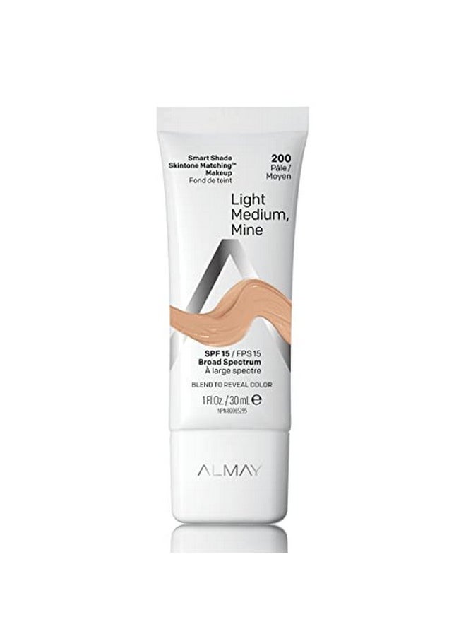 Almay - Skintone Matching Foundation Smart Shade Face Makeup Hypoallergenic Oil Free Fragrance Free Dermatologist Tested With Spf 15 Light Medium Mine 1 Oz - Image 1