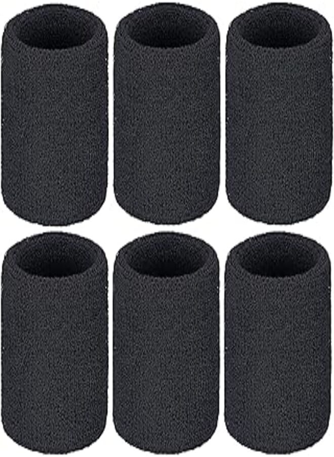 Ailiver Wristbands Sweatbands Wrist Men Women 6PCS Sports Sweat Bands Absorbent for Gym Sports Tennis Running Exercise Basketball Moisture Wicking (Black,Size: 3.15 x 3.94 inches) 