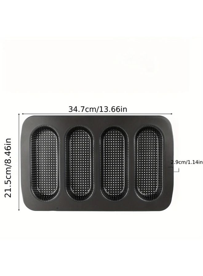 4 Cavity Carbon Steel Bun Hot Dog Mold Baking Pan Non Stick Rust Resistant Oven Safe - Image 2