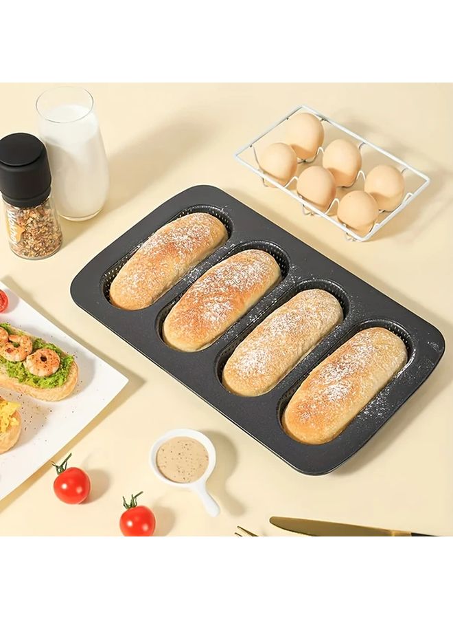 4 Cavity Carbon Steel Bun Hot Dog Mold Baking Pan Non Stick Rust Resistant Oven Safe - Image 5