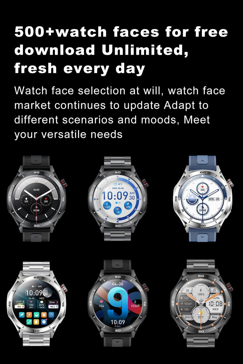 RollsTimi  Men's Smart Watch, 1.52" HD Screen, Sports Mode, Health Monitoring Smartwatch, IP67 Waterproof Smart Business Watch, RT-i129 Steel Strip Black - Image 5