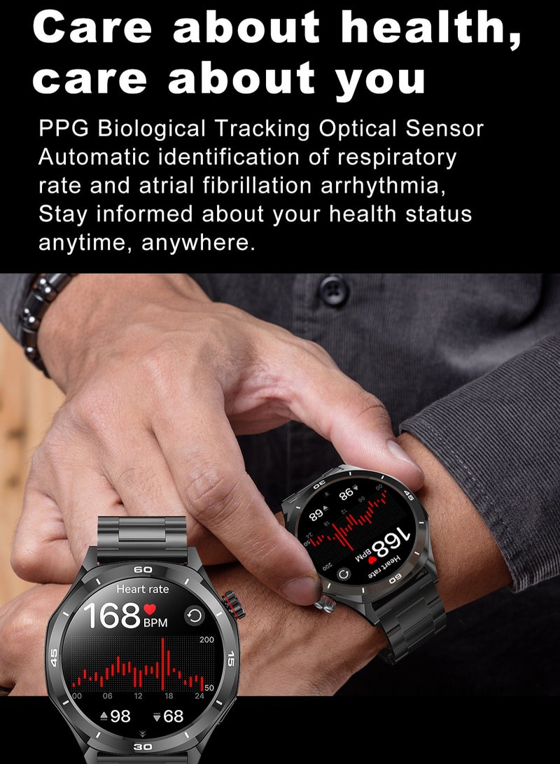 RollsTimi  Men's Smart Watch, 1.52" HD Screen, Sports Mode, Health Monitoring Smartwatch, IP67 Waterproof Smart Business Watch, RT-i129 Steel Strip Black - Image 5