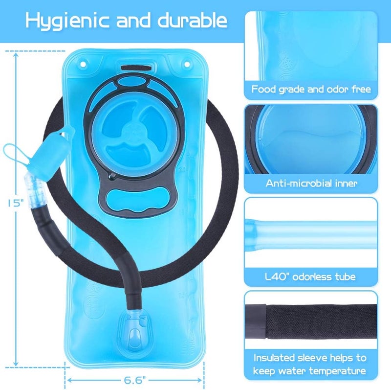 LANNEY 2L Hydration Bladder, BPA Free Water Bladder for Hiking Backpack 2 Liter Military Green Water Storage Bag with Insulated Tube, Hydration Back Pack Replacement for Outdoor Camping Running Cycling - Image 2