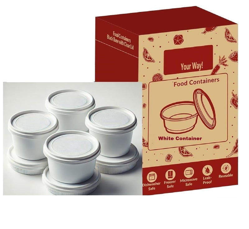 Amit Marketing Round Disposable Containers with lid I Reusable, Leak Proof, Microwave Safe I Air Tight Transparent Lid I Container for Food delivery, Fridge Storage I White - Pack Of 50 (500ML) - Image 1