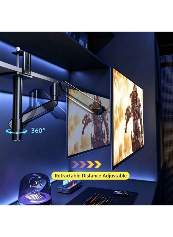 Single Monitor Mount,Heavy Duty Pneumatic Arm Single Under-Surface Monitor Mount Tension Stand,for 13 to 32 inch Screens,Adjustable Stand,With Full-motion Adjustment,for Work and Gaming,Holds 22 lbs,Black - Image 5