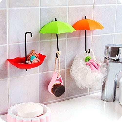 ascension set of 4 Colorful Decorative Umbrella Drop Style Clothes Key Hat Robe Hall Wall Hanger Hook for Bathroom Kitchen Door Shelves Hanger Hooks 4 pieces - Image 5