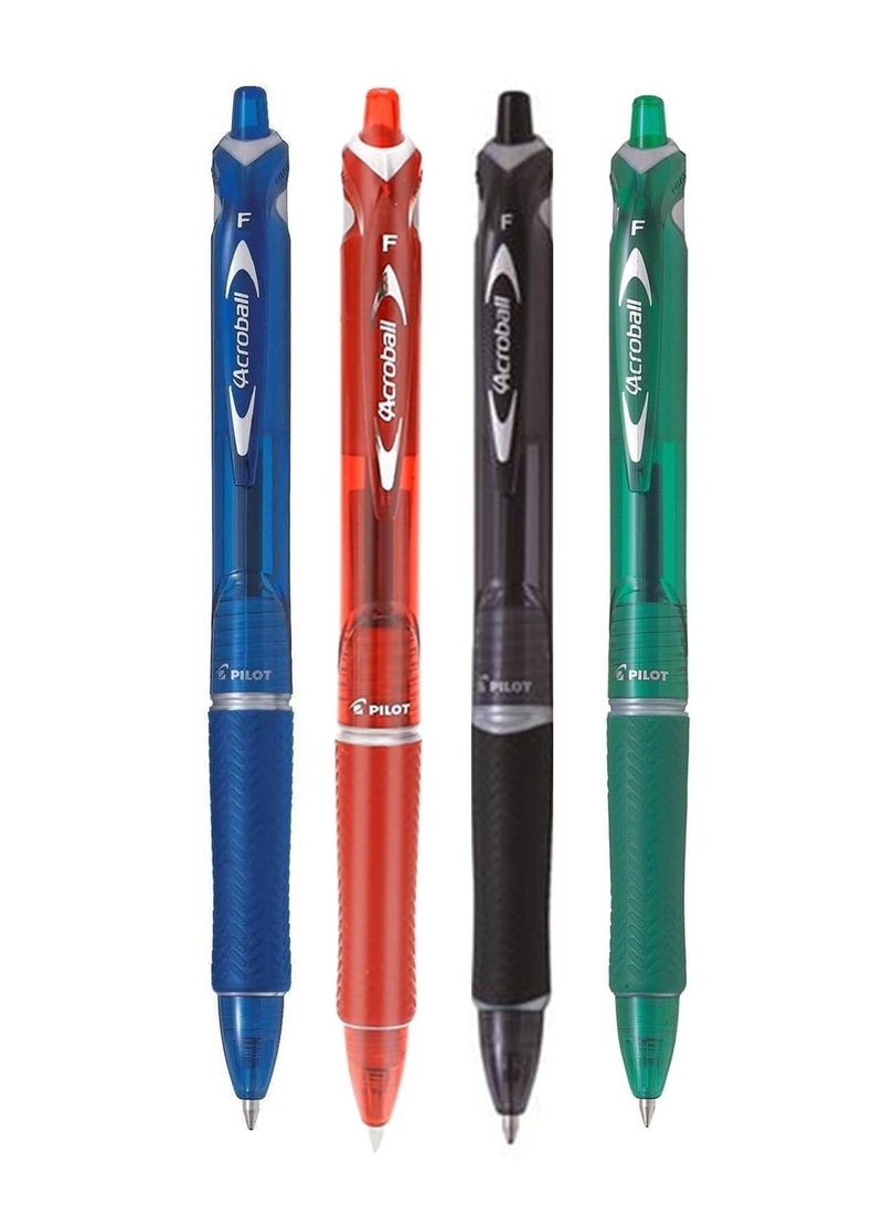 PILOT 4-Piece Acroball Retractable Ballpoint Pen Fine Tip Multicolour - Image 1