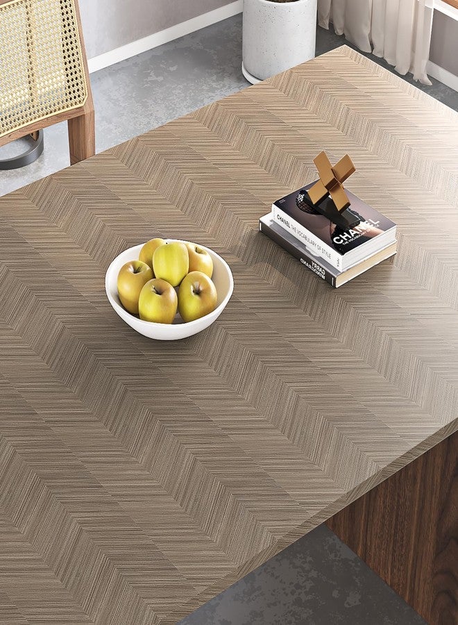 Livelynine Herringbone Wood Grain Contact Paper for Floors PVC Waterproof Linoleum Flooring Roll for Kitchen Vinyl Wrap Peel and Stick Brown Vinyl Flooring Rolls Laminate RV Flooring 15.8x78.8 Inch - Image 3