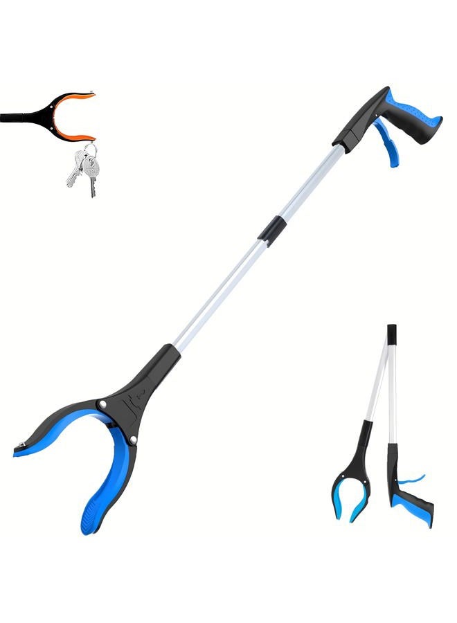 POPDA Grabber Reacher Tool - 32” Extra Long Foldable Gripper and Reaching Tool - Heavy Duty Pick Up Stick Grabbers for Seniors, Trash, Surgery Recovery Must Haves Gifts (Blue) - Image 1